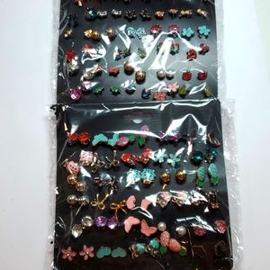 LOT/Set 60  Earrings NWT Post Stud Enamel Owl Ladybug Fox Bee Racoon Turtle Bugs